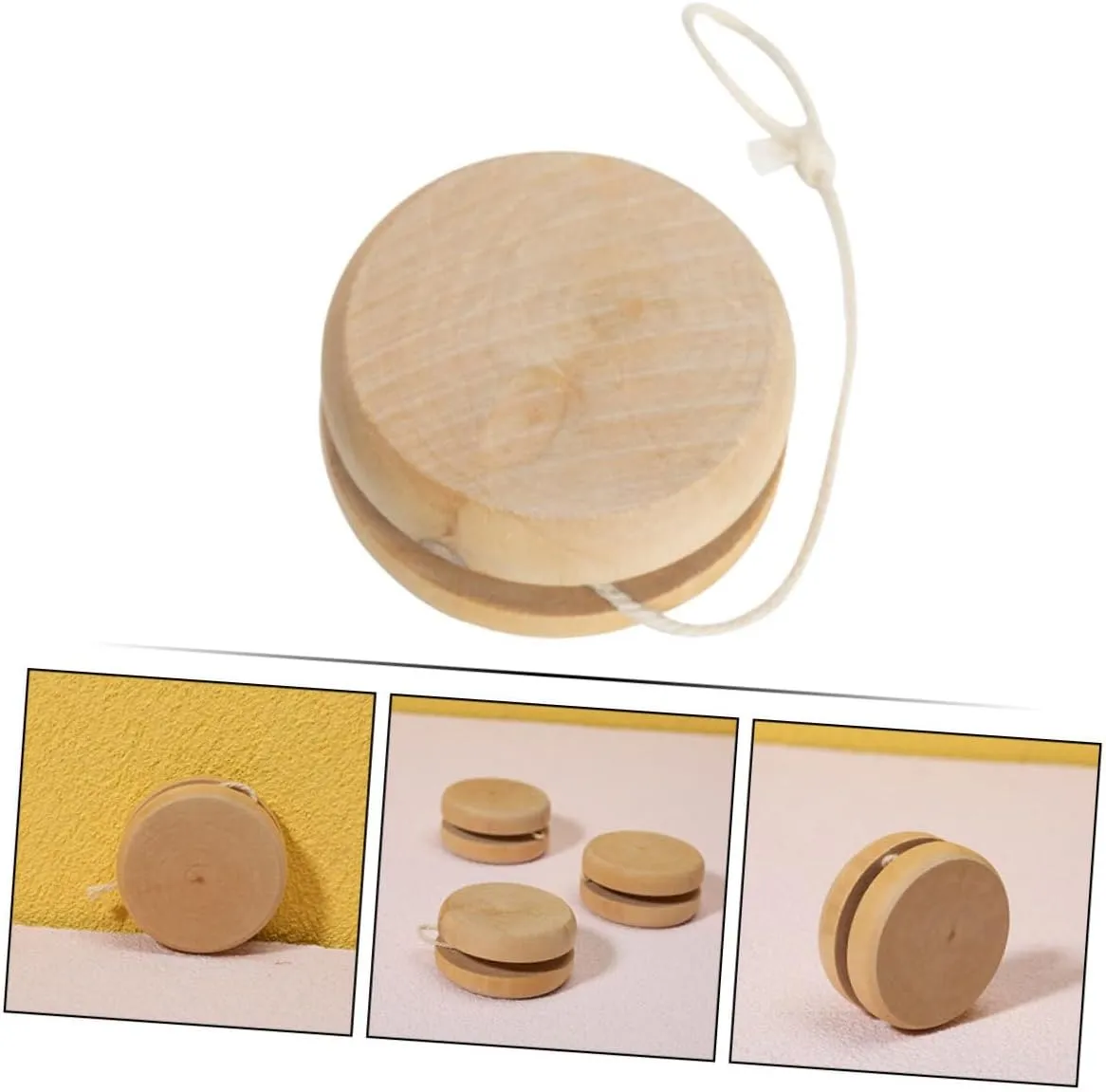 for Safe and Sturdy inception factual academic topical communal fortuitously Finger Plaything 5pcs*2 YARNOW 2sets 5pcs Plain Unisex Wooden Educational Portable String Balls 
