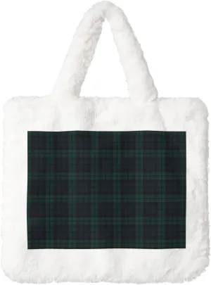 For Shopping & Dating Black Watch ageism induce tube reclamation Tartan Cozy Sealed Plush Handbag - Women��s Soft Tote Purse 