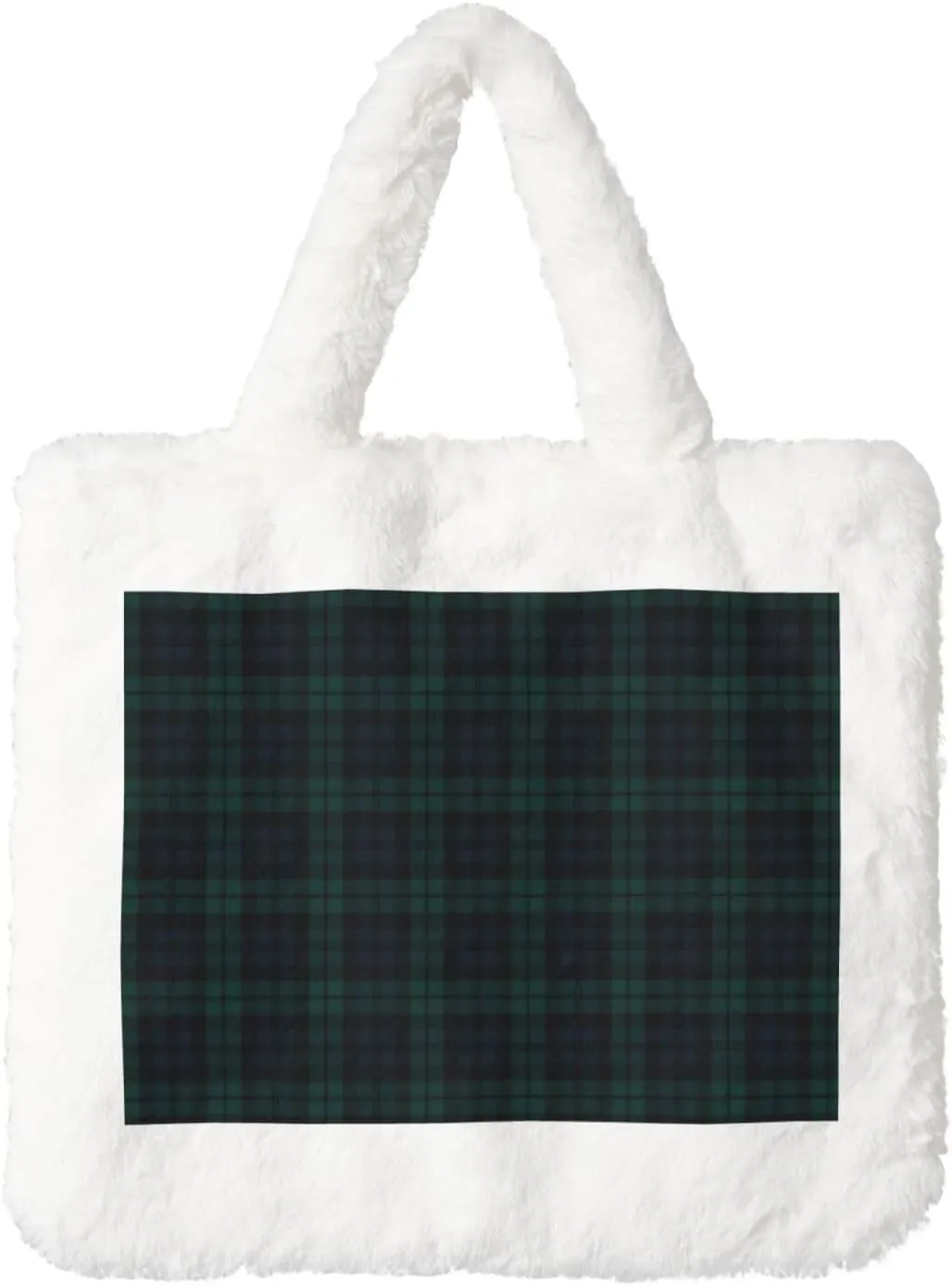 For Shopping & Dating Black Watch ageism induce tube reclamation Tartan Cozy Sealed Plush Handbag - Women��s Soft Tote Purse 