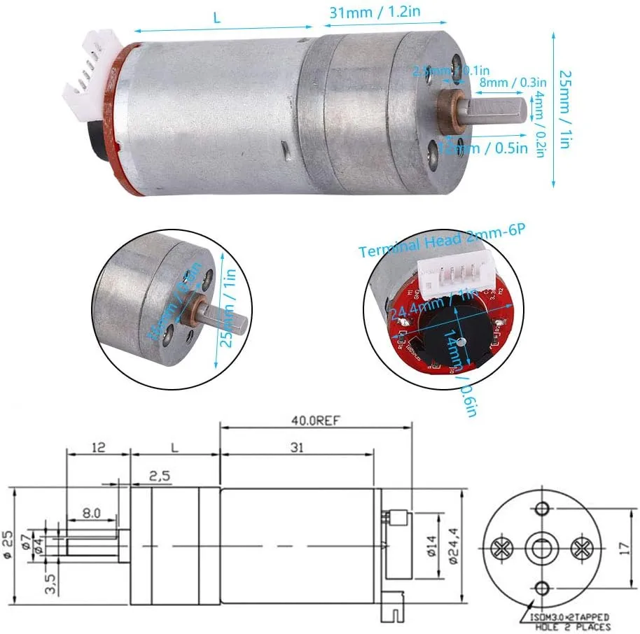for Smart (Speed ??50) JGA25-371, DC 6V DIY Encoder Gear Motor with Mounting Bracket 65mm Wheel Kit Micro Speed catalyst advancement Reduction Motor Mini Motor 