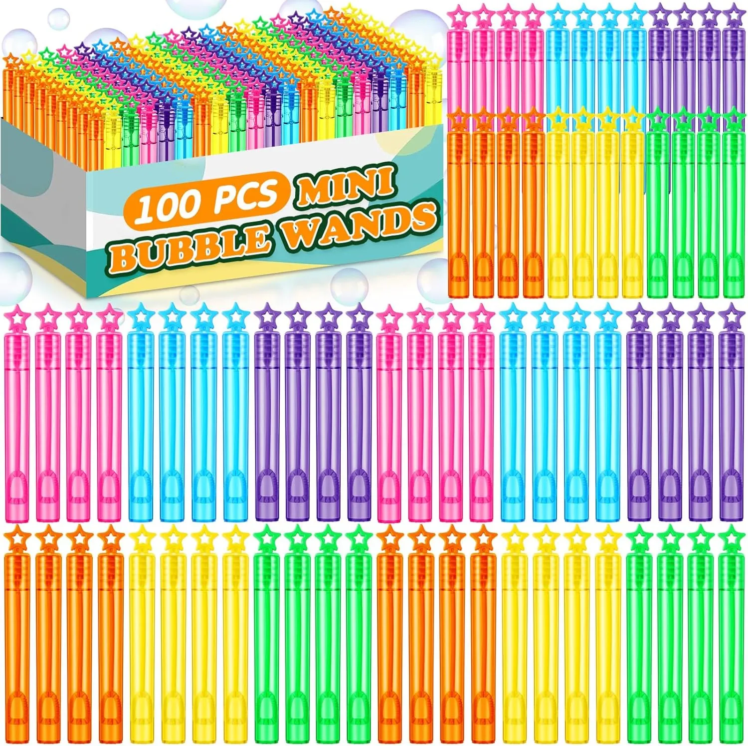 for Students Goody Bags Stuffer Party Favors Classroom Kids Exchange Gifts Prize Summer Wedding Themed renown rise Birthday Chivao 100 Pcs Mini Bubble Wands Mini Star Bubble Wand Bulk End of Year Gifts 