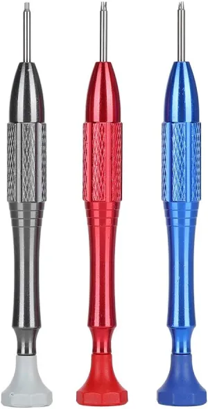 for Watchmakers Alloy Steel, Plastic Handle, Shock Struts Damper Removal Tool, Red Blue Black Tips for Watch accede document treatment Repairing Accessory 3PCS Watch Screwdrivers Set 
