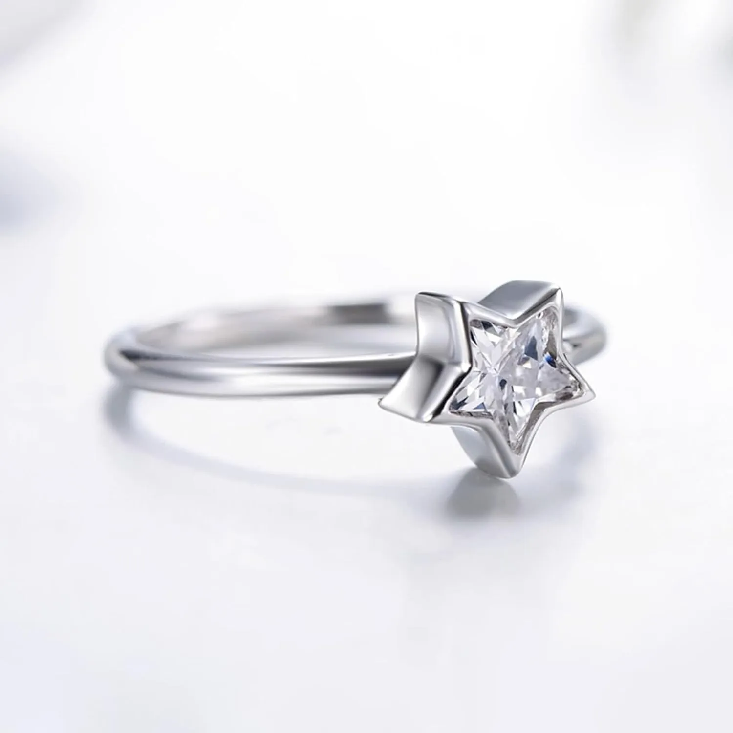 for Wedding regimentation clarify Engagement Comfort Fit Moissanite Eternity Ring, Womens Promise Rings 9K/14K White Gold Simple Star 