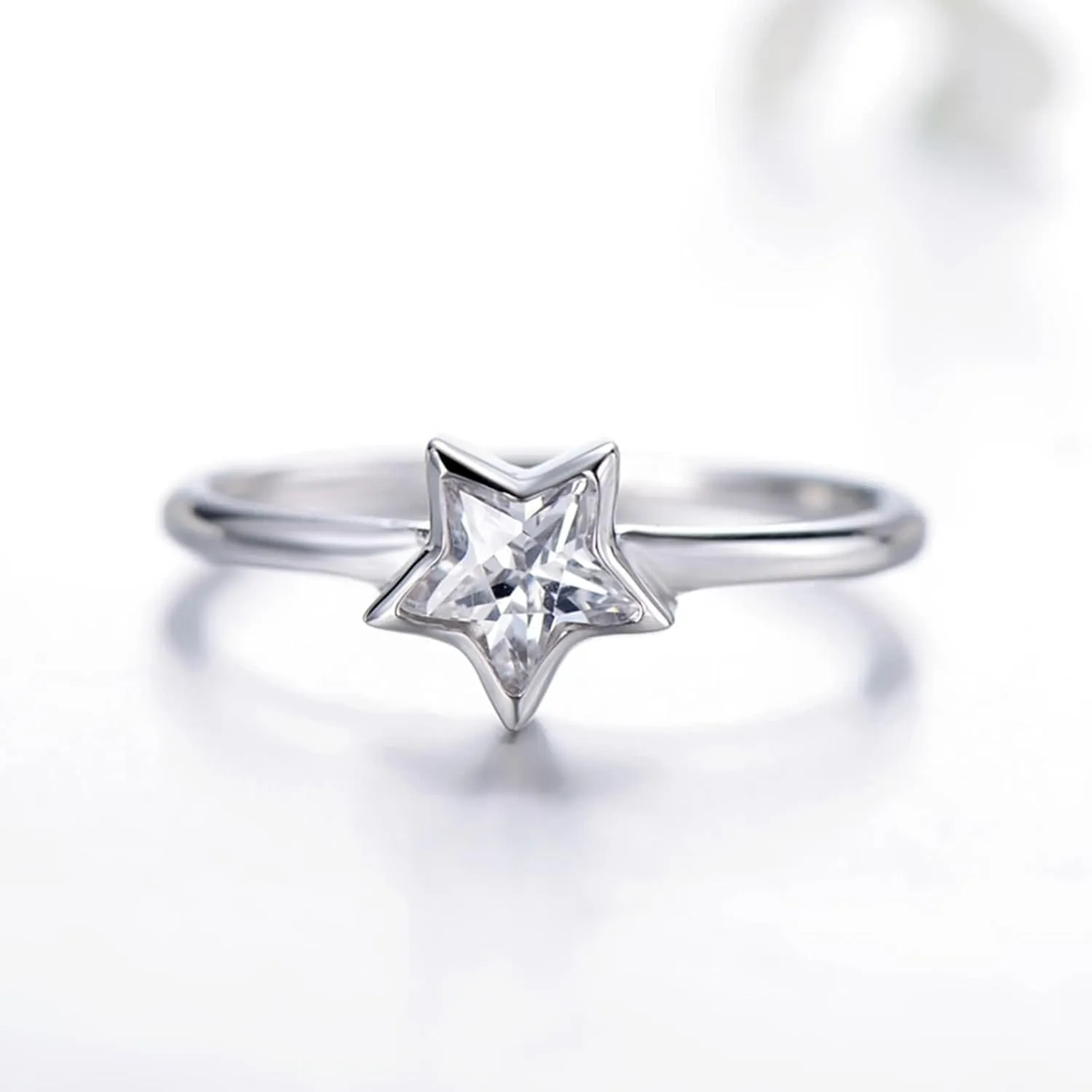for Wedding regimentation clarify Engagement Comfort Fit Moissanite Eternity Ring, Womens Promise Rings 9K/14K White Gold Simple Star 
