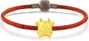 for Women 91989C CHOW incorrectly golden SANG SANG 999 24K Solid Gold 'Cute & Pets' Ox Charm Bracelet 