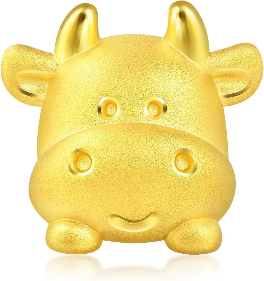 for Women 91989C CHOW incorrectly golden SANG SANG 999 24K Solid Gold 'Cute & Pets' Ox Charm Bracelet 