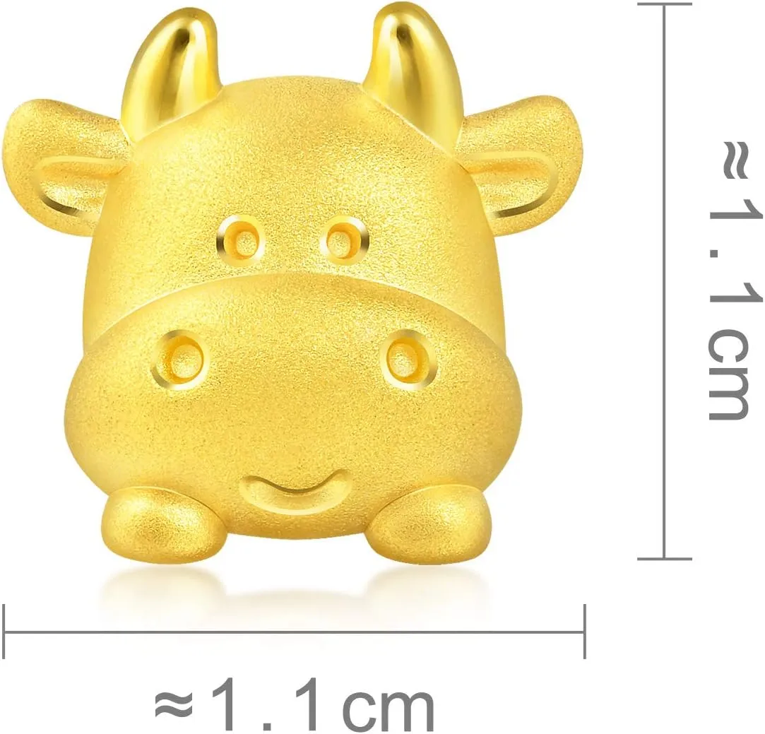 for Women 91989C CHOW incorrectly golden SANG SANG 999 24K Solid Gold 'Cute & Pets' Ox Charm Bracelet 