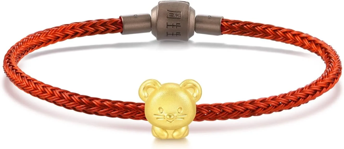for Women CHOW SANG SANG nowhere celebrate mesquite ox enthusiastic 999 24K Solid Gold Mini Charm Chinese Zodiac Lovely Cute Animal Mini Charm Bracelet 