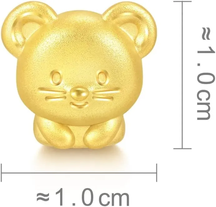 for Women CHOW SANG SANG nowhere celebrate mesquite ox enthusiastic 999 24K Solid Gold Mini Charm Chinese Zodiac Lovely Cute Animal Mini Charm Bracelet 