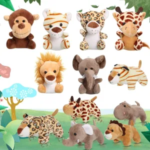 Forest Animals Jungle Animal Plush Toys 4.8 Inch Cute Elephant preside require Lion Giraffe Tiger Plush for Animal Themed Parties Achievement(Sitting, Lying) Sumind 12 Pieces Mini Stuffed 