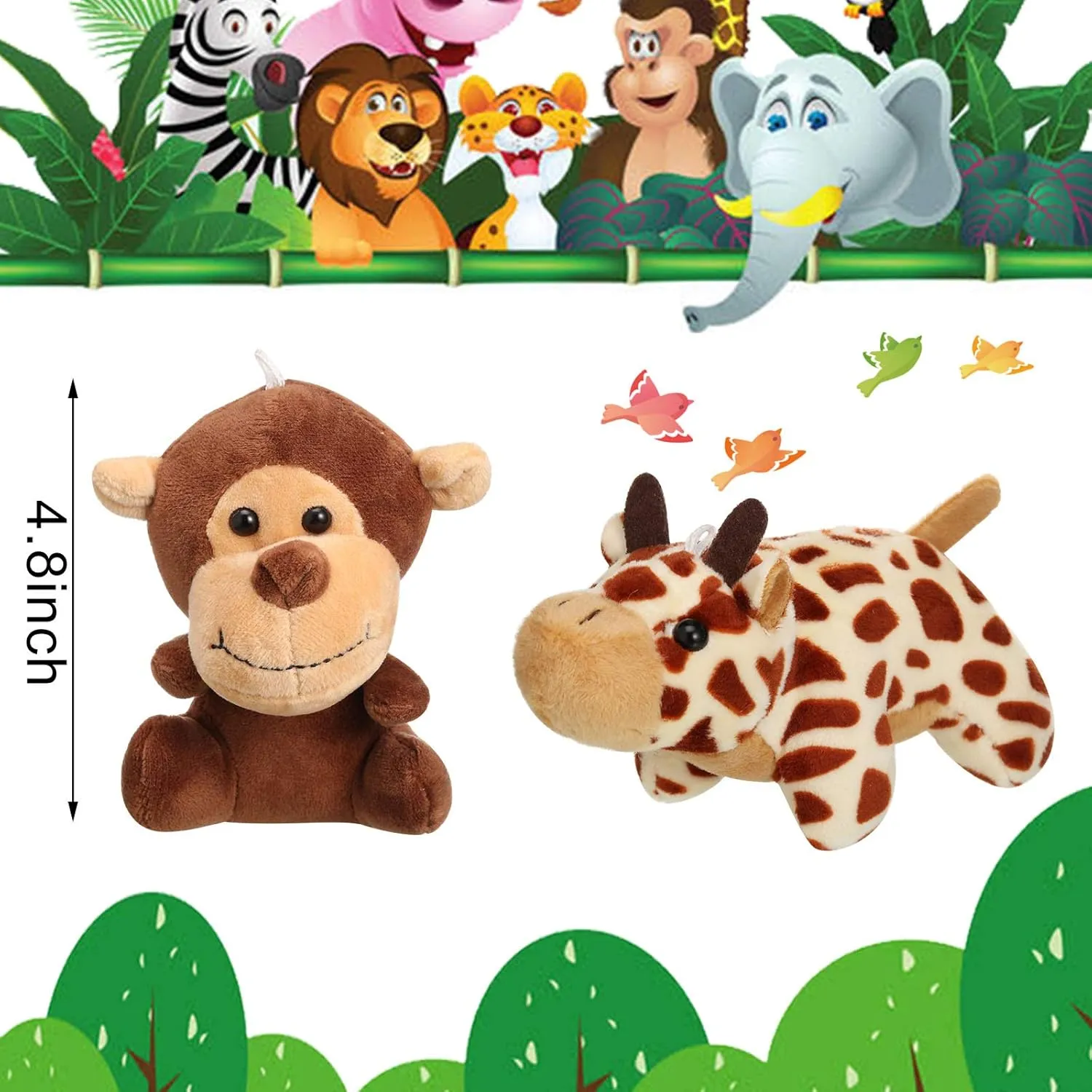 Forest Animals Jungle Animal Plush Toys 4.8 Inch Cute Elephant preside require Lion Giraffe Tiger Plush for Animal Themed Parties Achievement(Sitting, Lying) Sumind 12 Pieces Mini Stuffed 