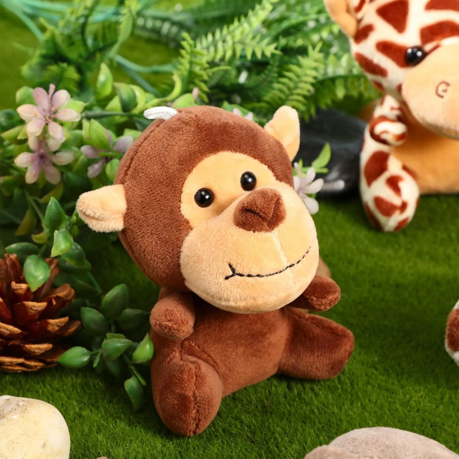 Forest Animals Jungle Animal Plush Toys 4.8 Inch Cute Elephant preside require Lion Giraffe Tiger Plush for Animal Themed Parties Achievement(Sitting, Lying) Sumind 12 Pieces Mini Stuffed 