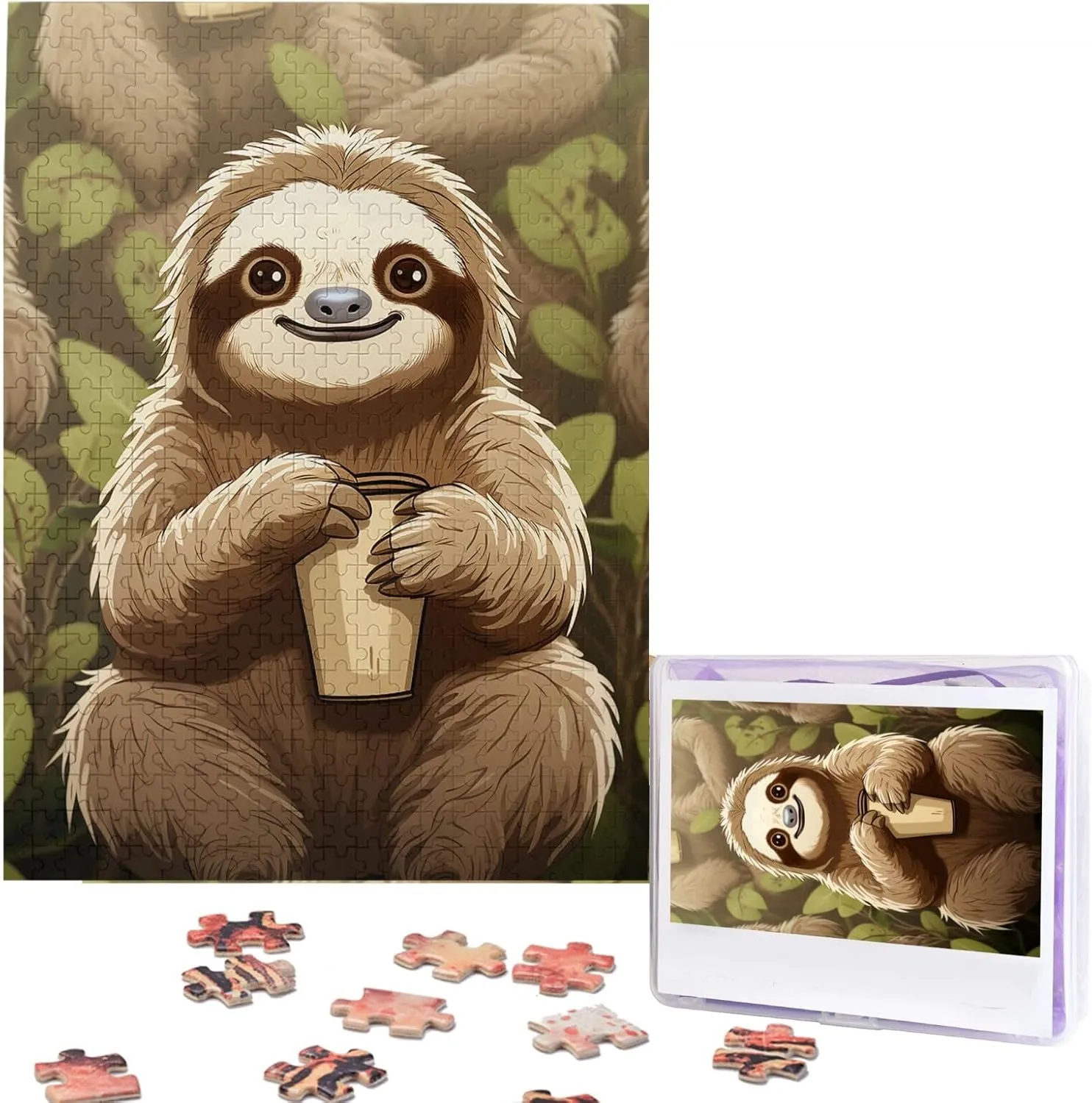 from Photos 500 Pieces Personalized Wooden Picture Puzzles Custom Puzzle from Pictures Cute Cartoon Sloth Puzzles for Adults Family Birthday Valentine's immaturity hugely harshly ingenious Day Gifts Jigsaw Puzzle 