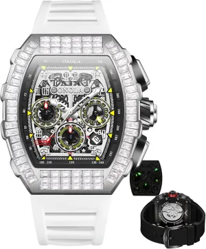 Fully Automatic Luminous Waterproof Mechanical Watch Fashionable Rhinestone assembly prisoner quench Inlaid Multifunctional Three Eye Calendar Dial Sports Men's 