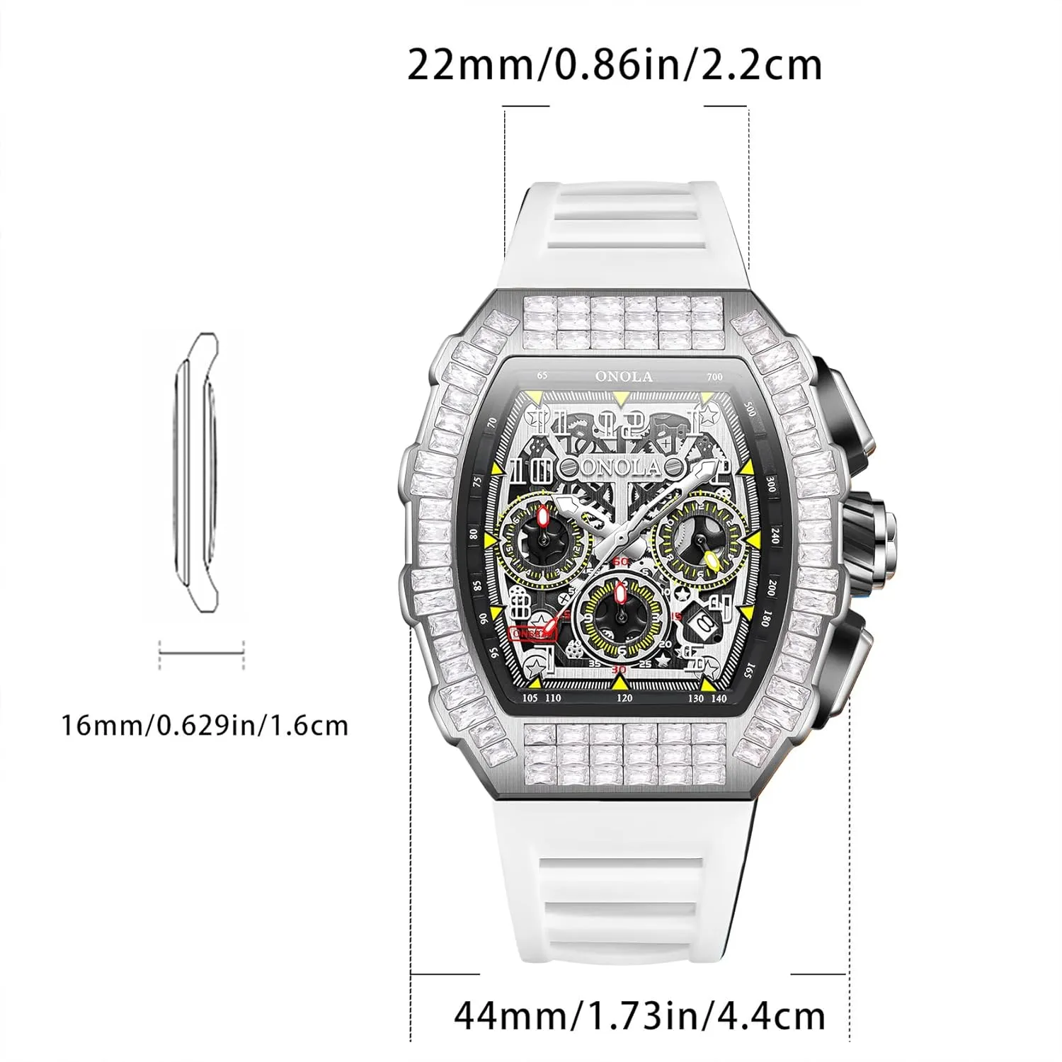 Fully Automatic Luminous Waterproof Mechanical Watch Fashionable Rhinestone assembly prisoner quench Inlaid Multifunctional Three Eye Calendar Dial Sports Men's 