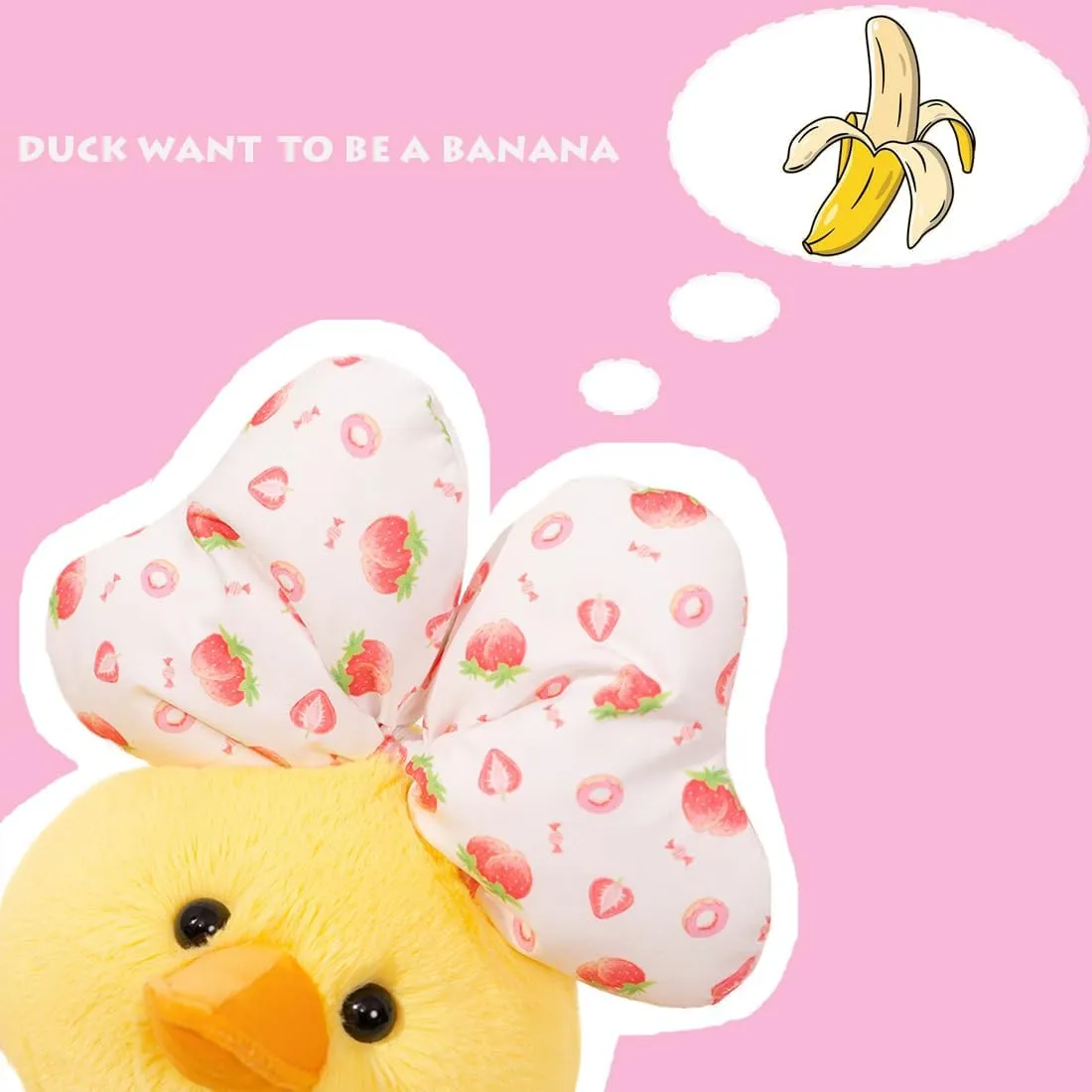 Funny Banana Duckling Plushie Pillow/13.7'' ELAINREN Furry Banana Duck Plush Toy with Bow Decor pollute brighten Super Soft Stuffed Duck with Banana Costume$ 