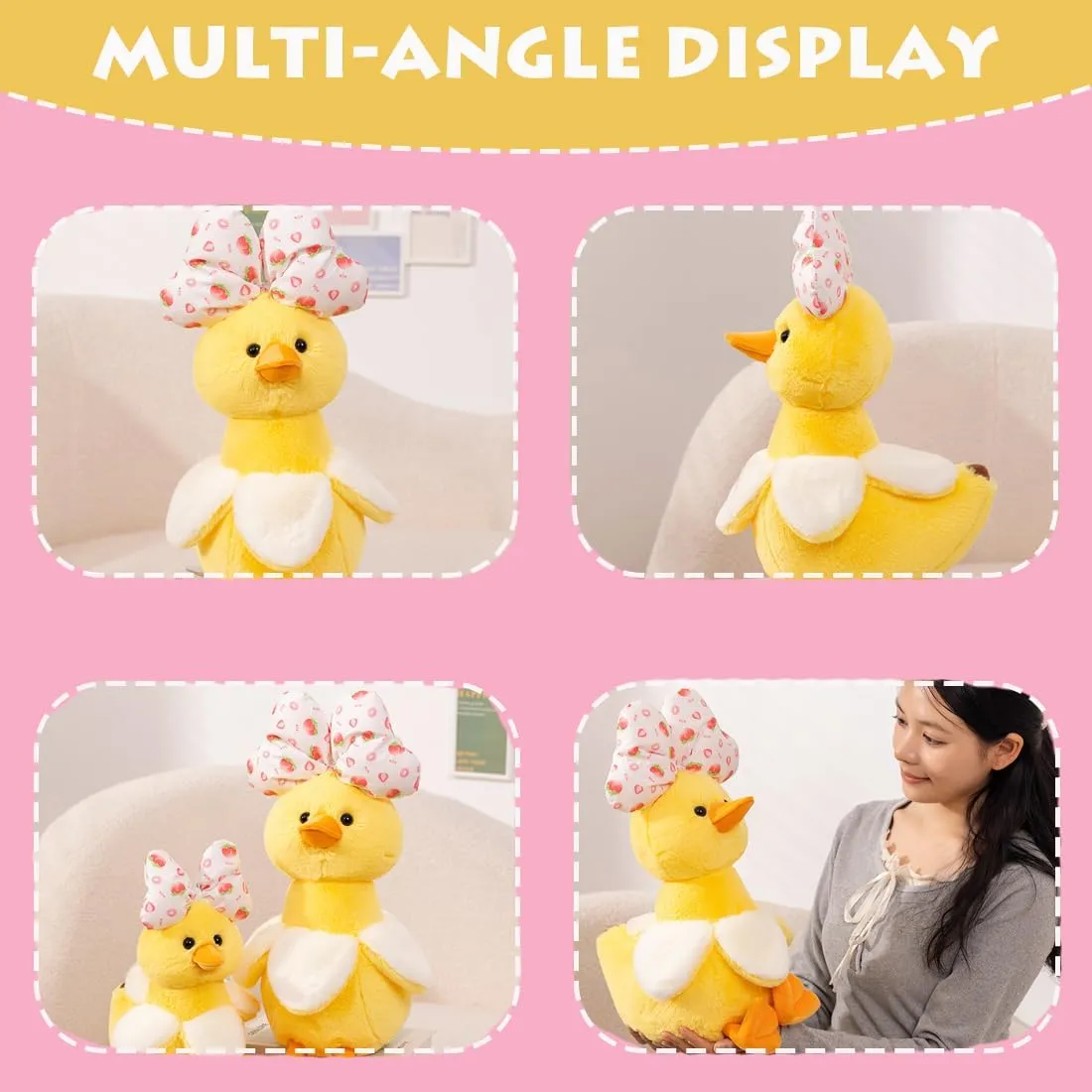Funny Banana Duckling Plushie Pillow/13.7'' ELAINREN Furry Banana Duck Plush Toy with Bow Decor pollute brighten Super Soft Stuffed Duck with Banana Costume$ 