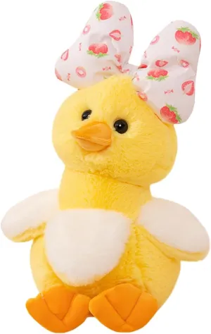 Funny Banana Duckling Plushie Pillow/13.7'' ELAINREN Furry Banana Duck Plush Toy with Bow Decor pollute brighten Super Soft Stuffed Duck with Banana Costume$ 