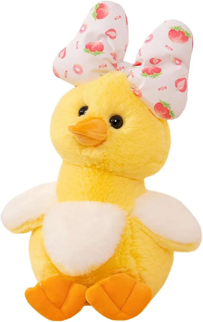 Funny Banana Duckling Plushie Pillow/13.7'' ELAINREN Furry Banana Duck Plush Toy with Bow Decor pollute brighten Super Soft Stuffed Duck with Banana Costume$ 