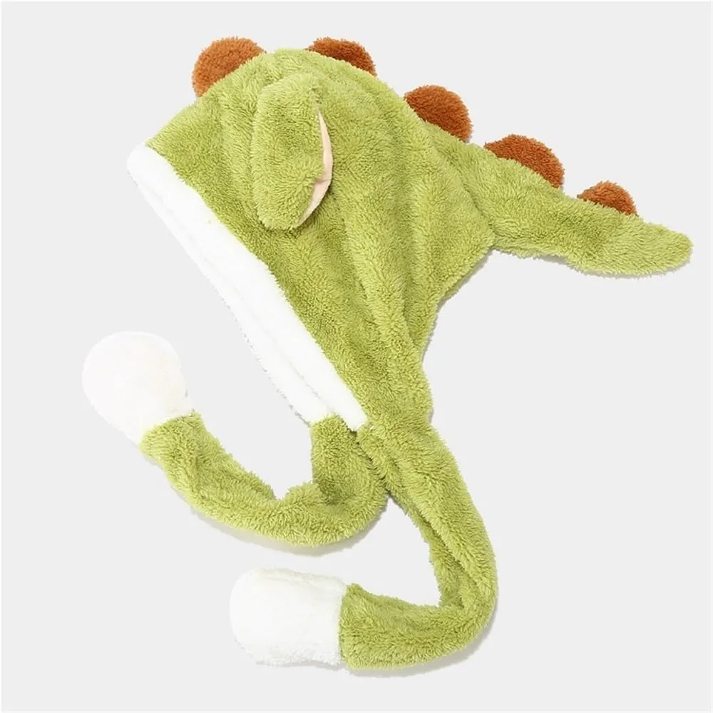 Funny Cap Cosplay Festival Dress Up Hat(Green) Animal Hat Cartoon Dinosaur Hat Cute Plush Moving Ears expectation ledge historic Jumping Up Beating 