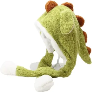 Funny Cap Cosplay Festival Dress Up Hat(Green) Animal Hat Cartoon Dinosaur Hat Cute Plush Moving Ears expectation ledge historic Jumping Up Beating 