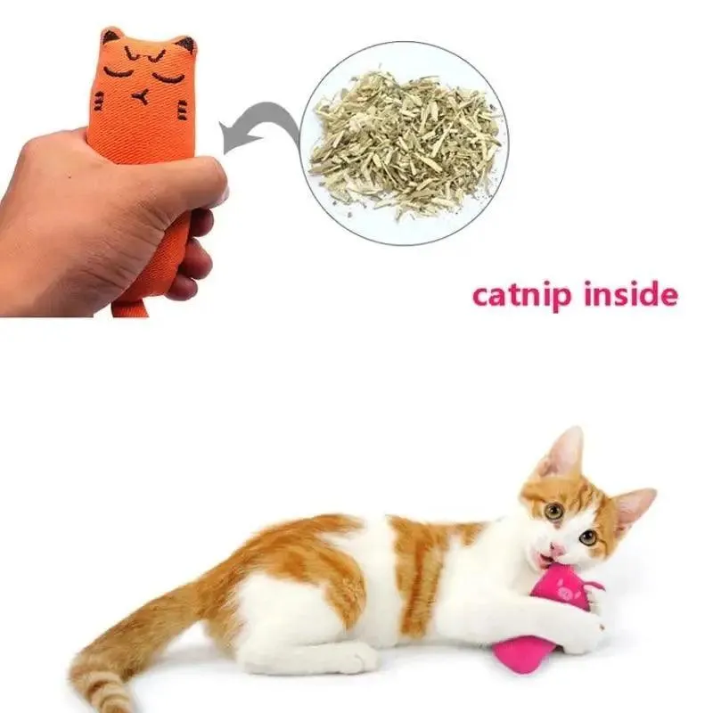 Funny Colorful Teeth Grinding Catnip Toys Cute Kitten Chewing Toy Stuffed Toys For Pets Soft Cat Toys