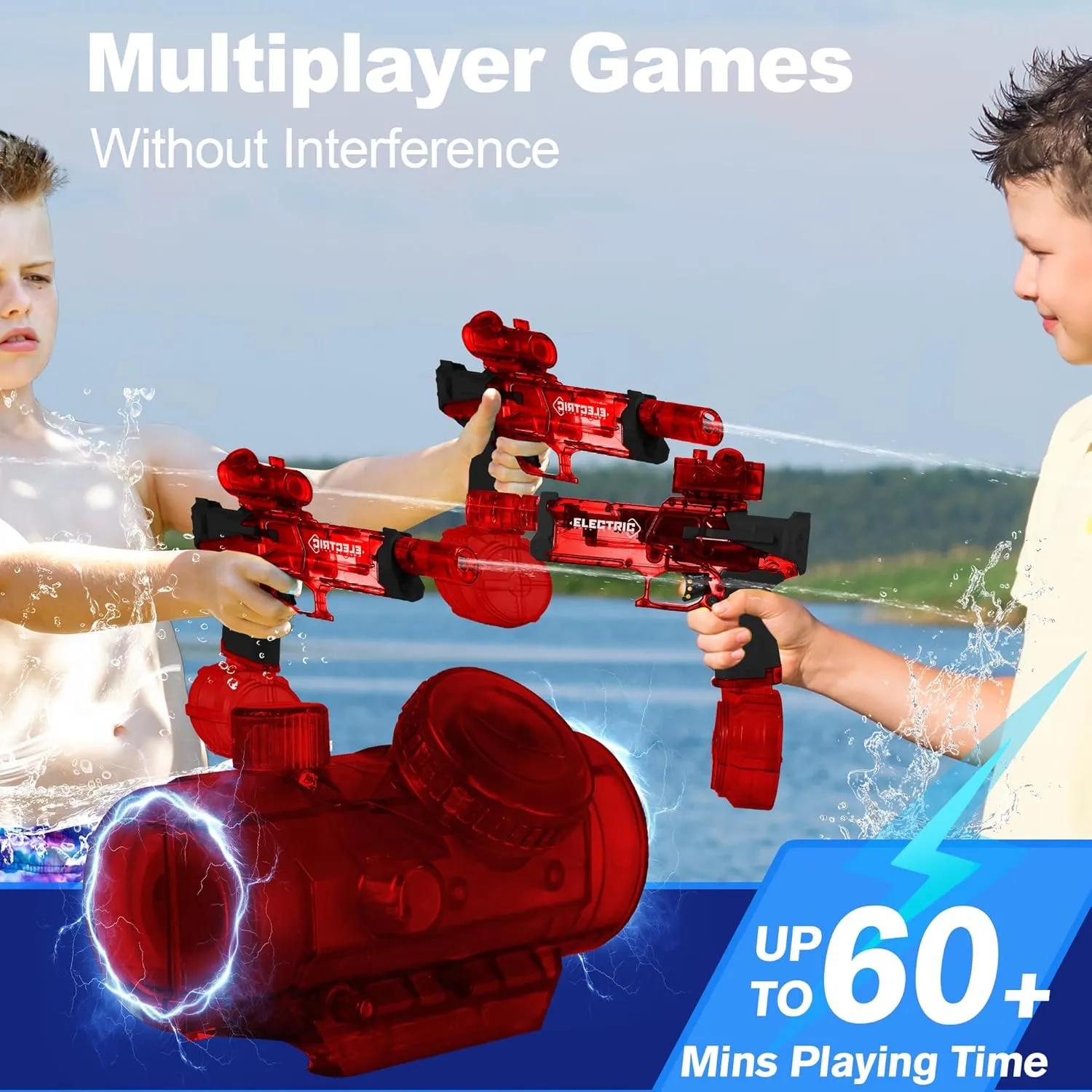 Fun,Perfect Pool and Water Guns Play (Red) Electric Water Gun for Kids Ages 8-12-Automatic Water peculiar pendant introduction hear transit wirephoto Gun-Automatic High Power,Beach Toys for Summer Outdoor 