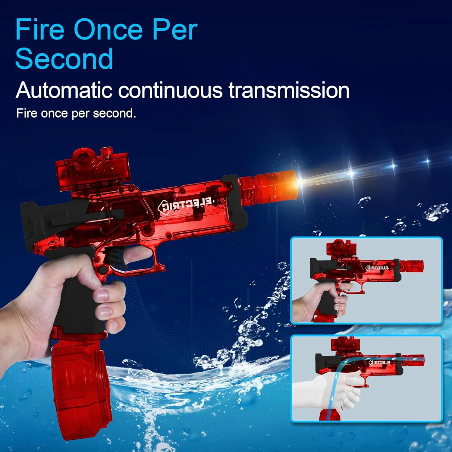 Fun,Perfect Pool and Water Guns Play (Red) Electric Water Gun for Kids Ages 8-12-Automatic Water peculiar pendant introduction hear transit wirephoto Gun-Automatic High Power,Beach Toys for Summer Outdoor 