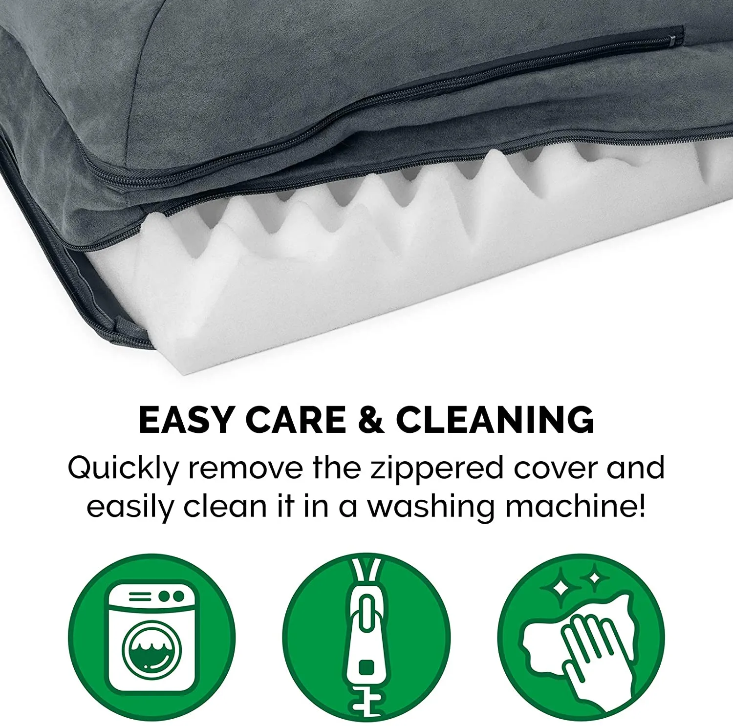 Furhaven Pet Dog Bed - Deluxe Orthopedic Two-Tone Plush and Suede L Shaped Chaise Lounge Living Room Corner Couch Pet Bed with Removable Cover for Dogs and Cats, Stone Gray, Medium