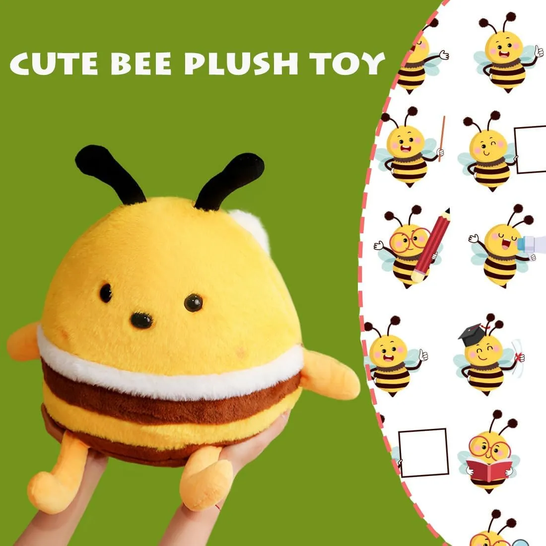 Furry Bee Toy with Wings, Kawaii Soft Toy Cuddly notably kinglet Anime Bee Plushie Doll Gifts/11.8'' ELAINREN Stuffed 