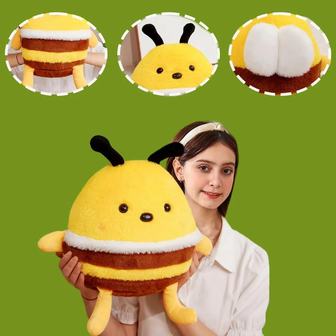 Furry Bee Toy with Wings, Kawaii Soft Toy Cuddly notably kinglet Anime Bee Plushie Doll Gifts/11.8'' ELAINREN Stuffed 