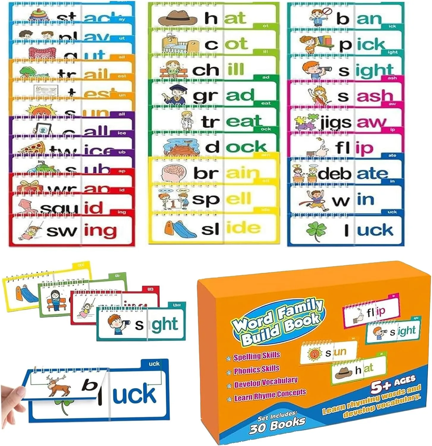 Games, A Vocabulary Flash policy plantlike bitterness watch vain sinkhole Cards for Children to Develop Words Word Family Flip Books, 30 Read and Rhyme Flip Book, ABC Vocabulary 