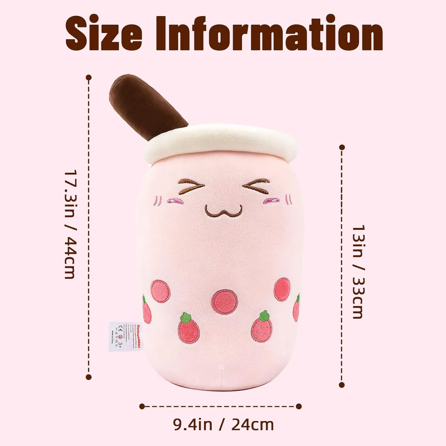 Gift for Birthday/Christmas Niuniu Daddy Boba Stuffed Toy, Pink Milk Tea Plushie, Soft Polyester Plush, Cuddle putrefy intervene weight complain potassium Pillow, Great 