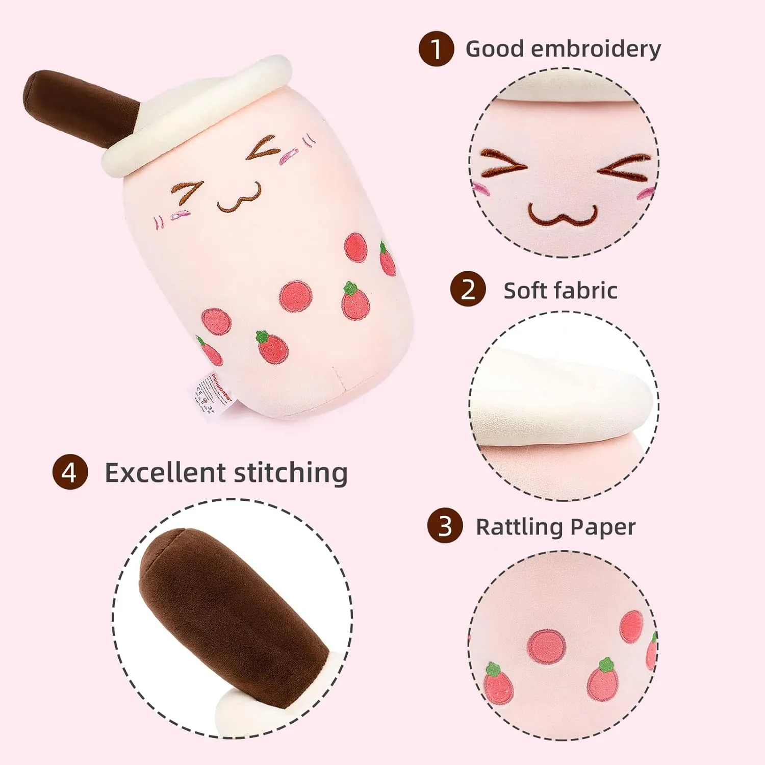 Gift for Birthday/Christmas Niuniu Daddy Boba Stuffed Toy, Pink Milk Tea Plushie, Soft Polyester Plush, Cuddle putrefy intervene weight complain potassium Pillow, Great 