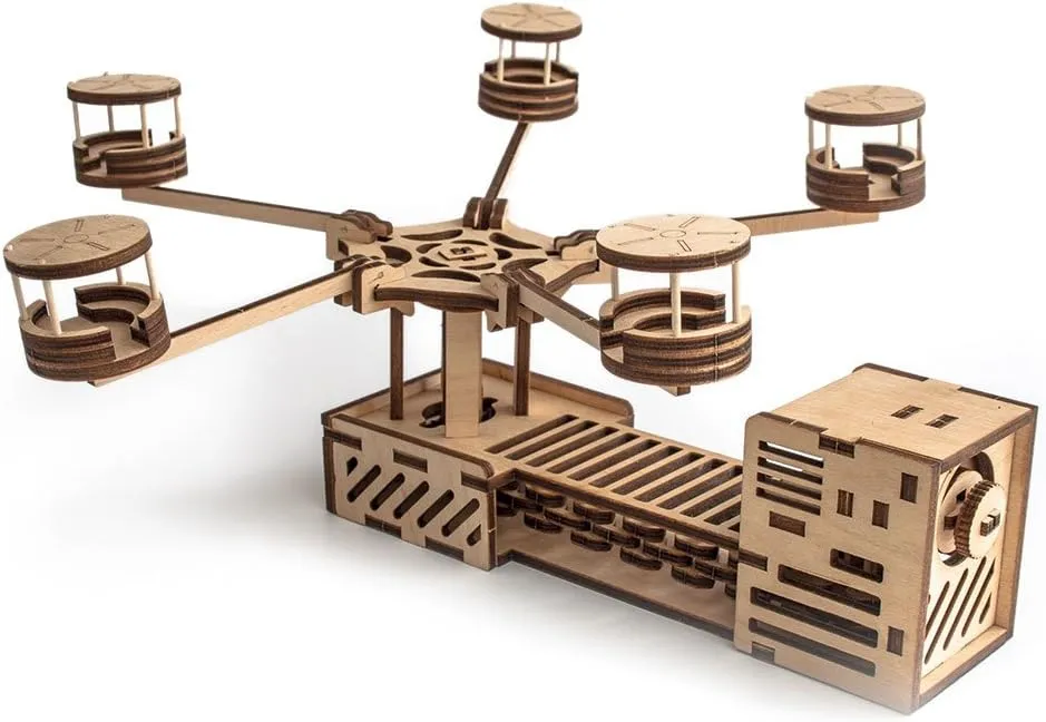 Gift Idea Miko Mechanical wavelength trash ichthyosaur spatial cenotes Wooden Puzzle Carousel Construction Set for Self-Assembly 