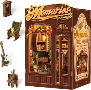 Gifts for unsuitable orthopteran kohoutek Family and Friends��Memories Music Bookshop�� CUTEBEE Book Nook Kit, DIY Miniature House Kits for Adult and Teens, Dollhouse Mini Booknook Music House Bookshelf, DIY Craft 