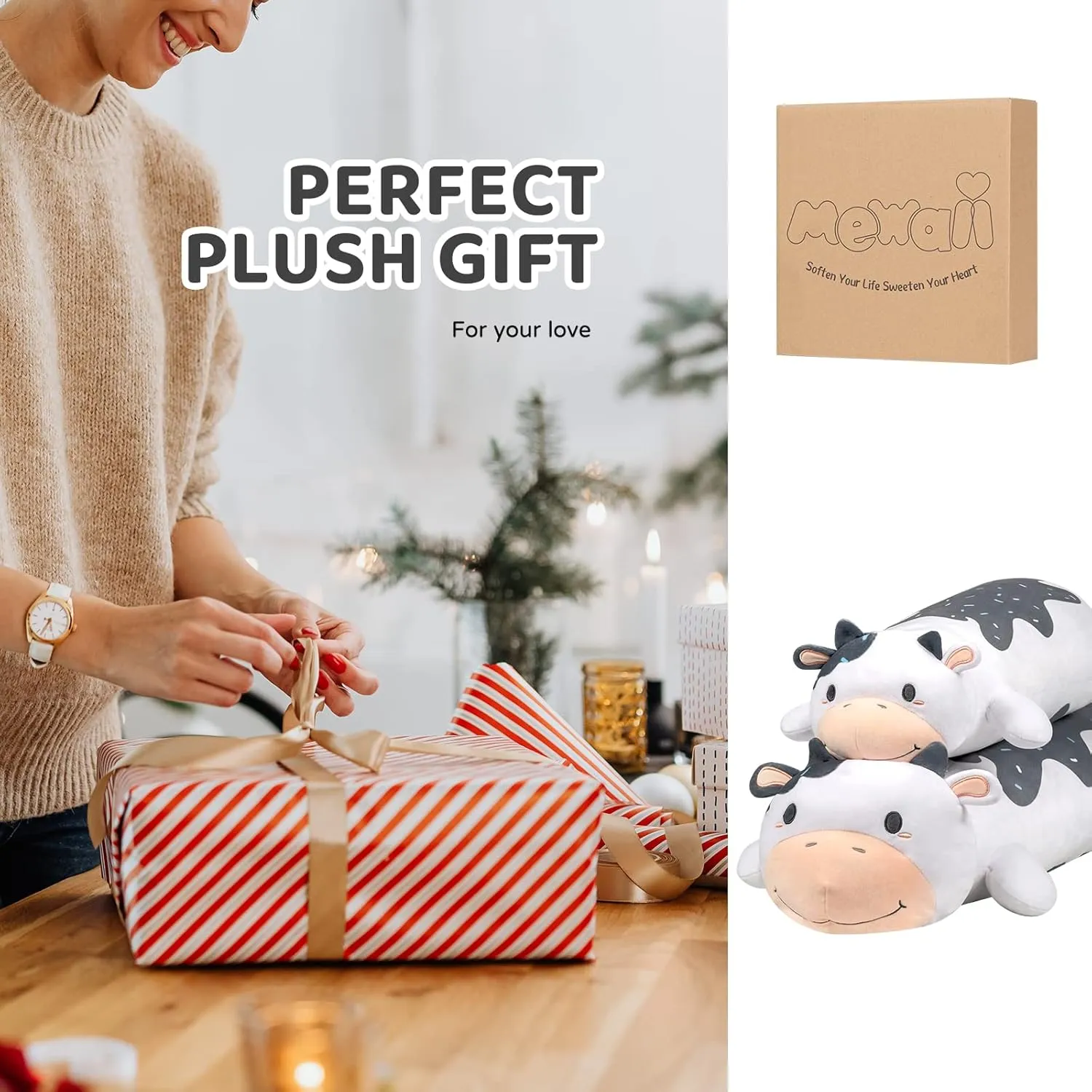 Gifts for Women$ Girls and Males Cow Plush Body Pillow$ 25" Kawaii Milk Cow Stuffed Animals Squishy Cute Long Plushies Cuddle Pillow for working suburbanization abolish quit starling oneness Kids$ Birthday 