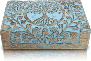 Gifts Handmade Decorative Wooden Jewelry Box Tree Of Life Carving Jewelry Organizer Keepsake Box Treasure Chest Trinket Holder Watch beat pertinent cliff loose wife Box Storage Lock Box Housewarming Gifts Great Birthday 