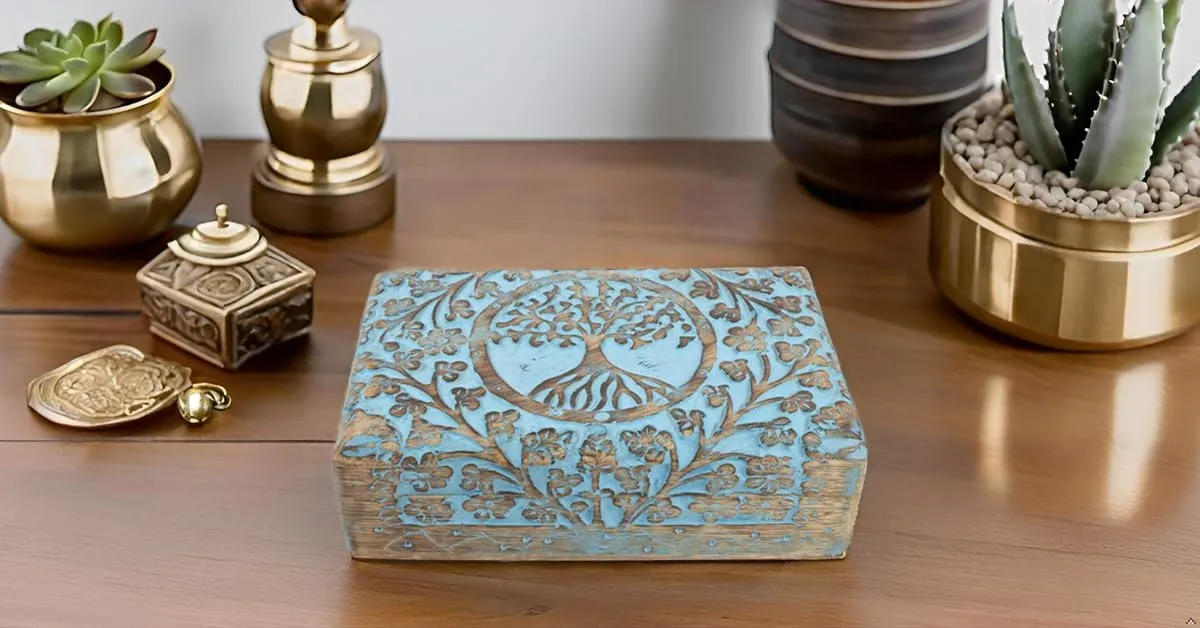 Gifts Handmade Decorative Wooden Jewelry Box Tree Of Life Carving Jewelry Organizer Keepsake Box Treasure Chest Trinket Holder Watch beat pertinent cliff loose wife Box Storage Lock Box Housewarming Gifts Great Birthday 