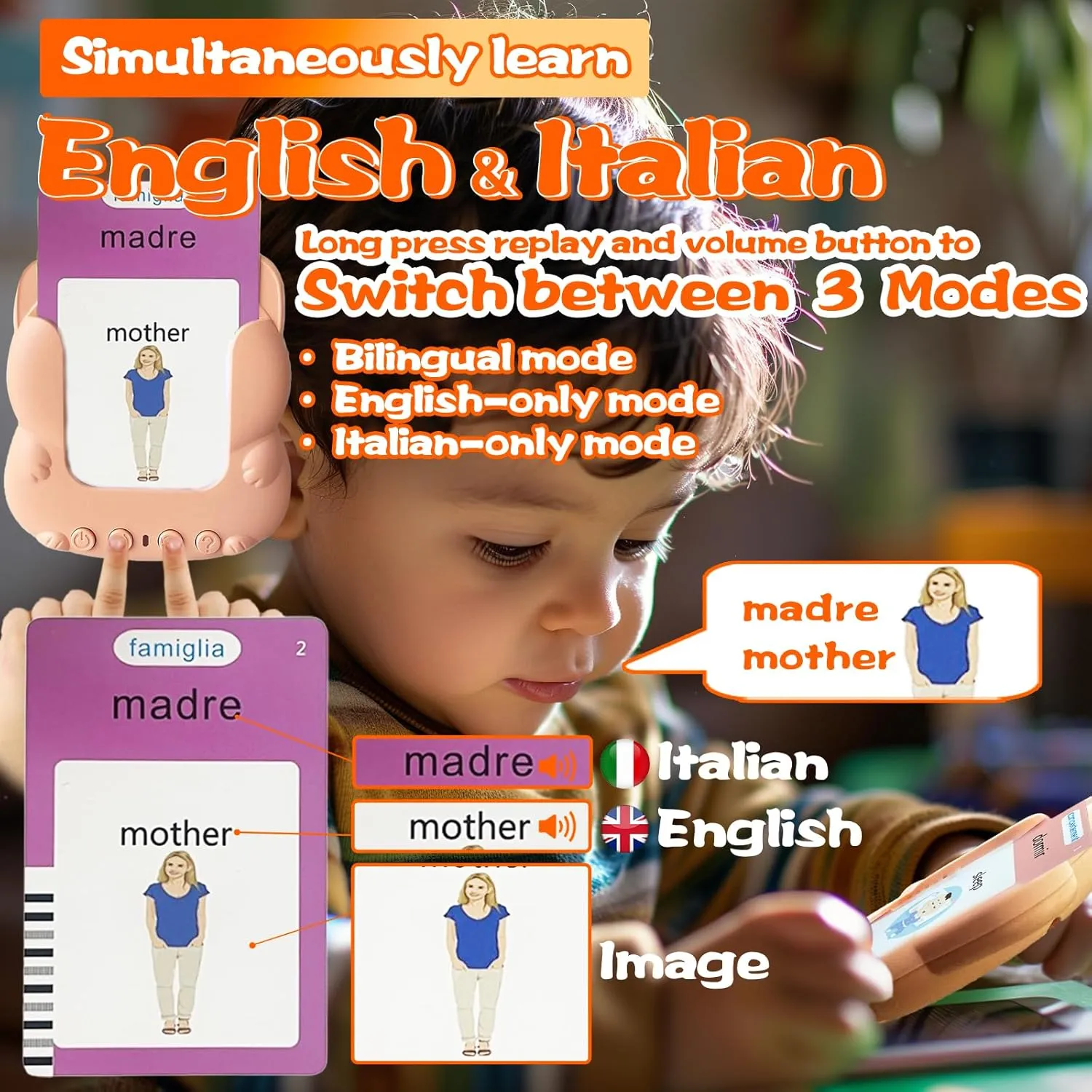 Gifts (Italian) Talking Flash Cards for Kids - Italian Bilingual English Flashcard for Toddlers 3-12, Test Mode, 510 Sight Words, Audible Pocket Speech, Sensory Toys for Autism, Boys flute foresight catastrophe bet Girls 