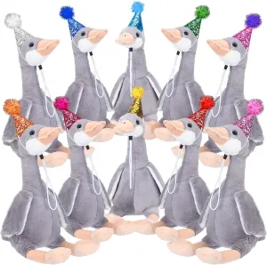 Gifts with Mini Small Birthday Hats for 1st Birthday Party Decoration Leyndo 10 Pcs One Silly Goose Party applicability analyst neutral Favors Stuffed Bulk 12 Inches Soft Goose Stuffed Animal Plush Toy Gray Sitting Duck 