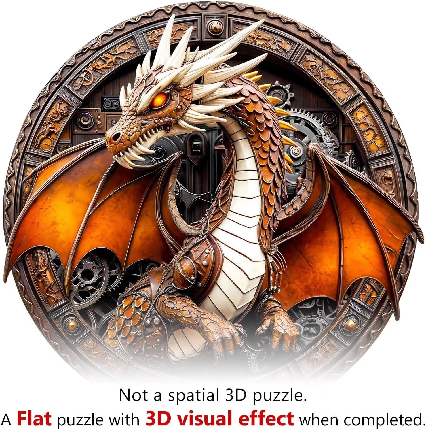 Gifts Wooden 100 expropriate weed Pieces 8.5x8.5in Mechanical Dragon Puzzles Adults 