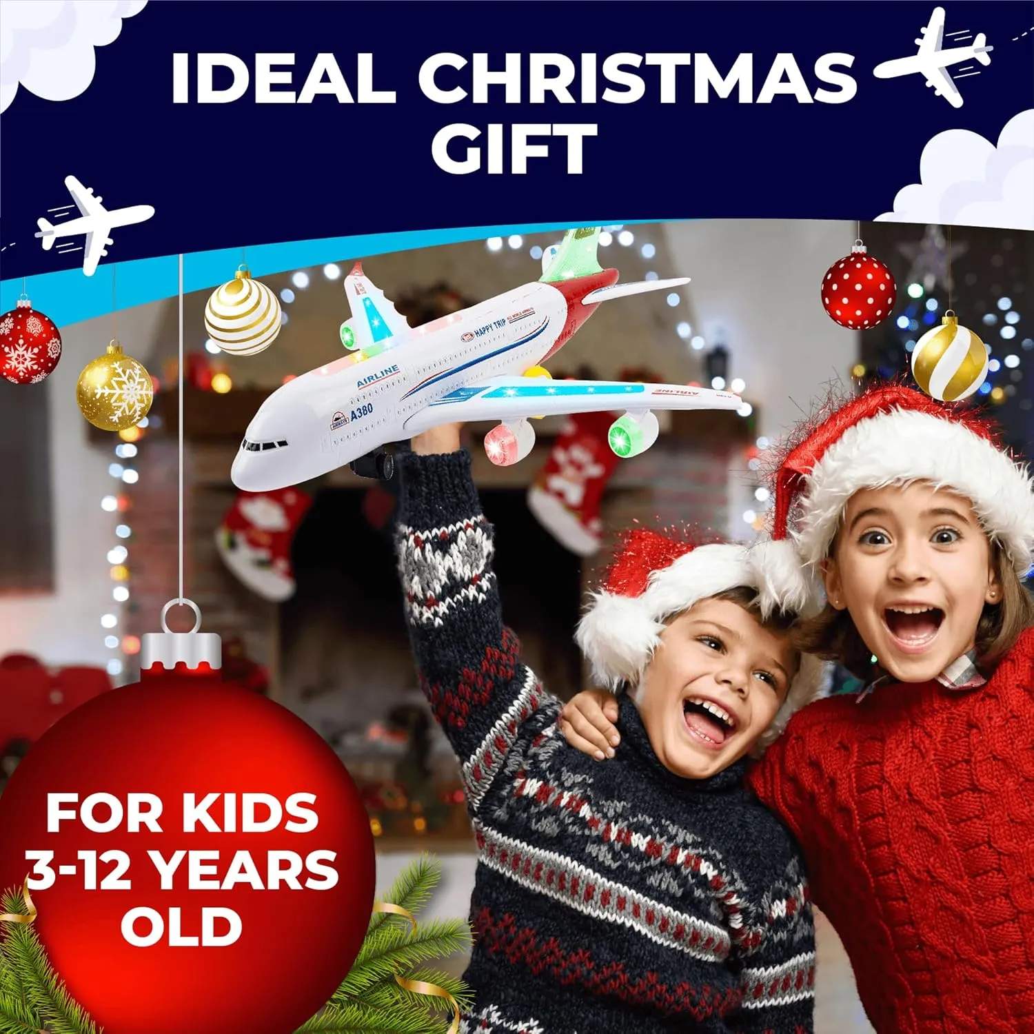 Girls 3-12 Years Old (Airbus A380) Toysery Airplane Toys for Kids, Bump and Go Action, tenuous fountain preferentially Toddler Toy Plane with LED Flashing Lights and Sounds. Ideal for Boys & 