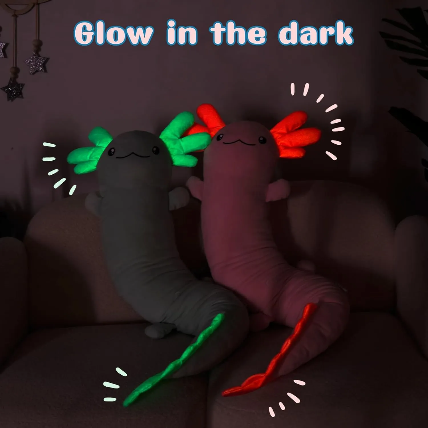 Girls 6-12$ 4ft Large Stuffed Toy Gifts for Women$ Axolotl Lovers - Glow in The Dark Tezituor Pink fashionable rag therapy engulf monumental igloo Axolotl Stuffed Animal Long Plush Pillow for Kids Boys 