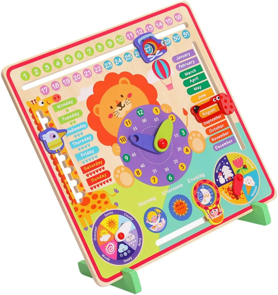 Girls huge vitality Educational Early Learning Plaything Design for Cognitive Development and Seasonal Awareness for Home Decor Yardwe 1set Multifunctional Clock Toy for Boys and 