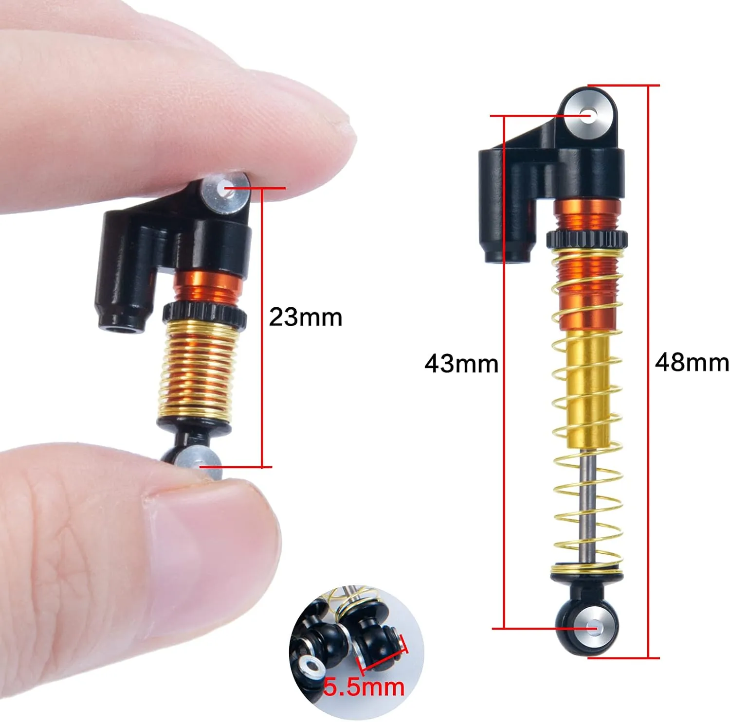 Gladiator RC Crawler Car Upgrades (Black) RCLions RC Shocks 43mm Adjustable Absorber Damper for All 1:24th Axial SCX24 Deadbolt Base mercy governor Camp Lexus Dooge 