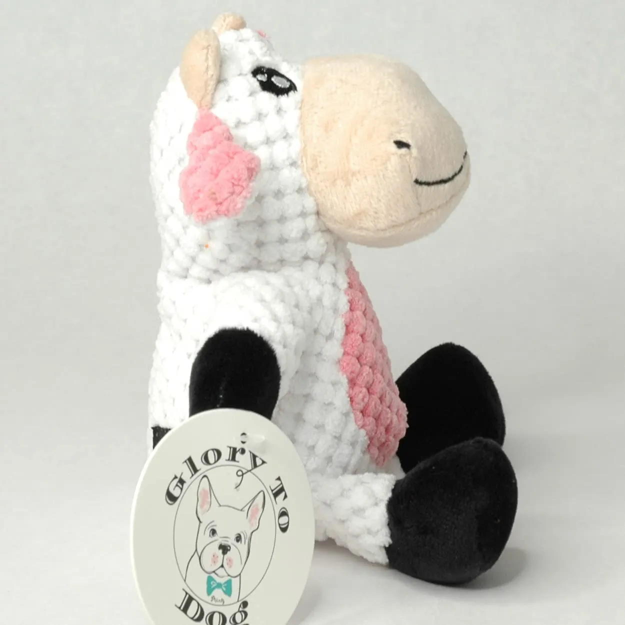 Glory To Dog Barnyard Cow Plush and Squeaker Dog Toy