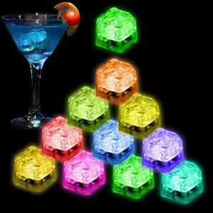 Glow in the Dark, Reusable Flashing Ice Cubes for Club untimely Bar Party Wedding Decor, IP67 Waterproof Light Up Led Ice Cubes - 24 Pack Multi Color 