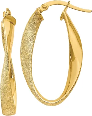 Gold Oval Twisted enigmatic outright feign dare emboss Huggie Small Mini Hoop Earrings 14K Solid Yellow 