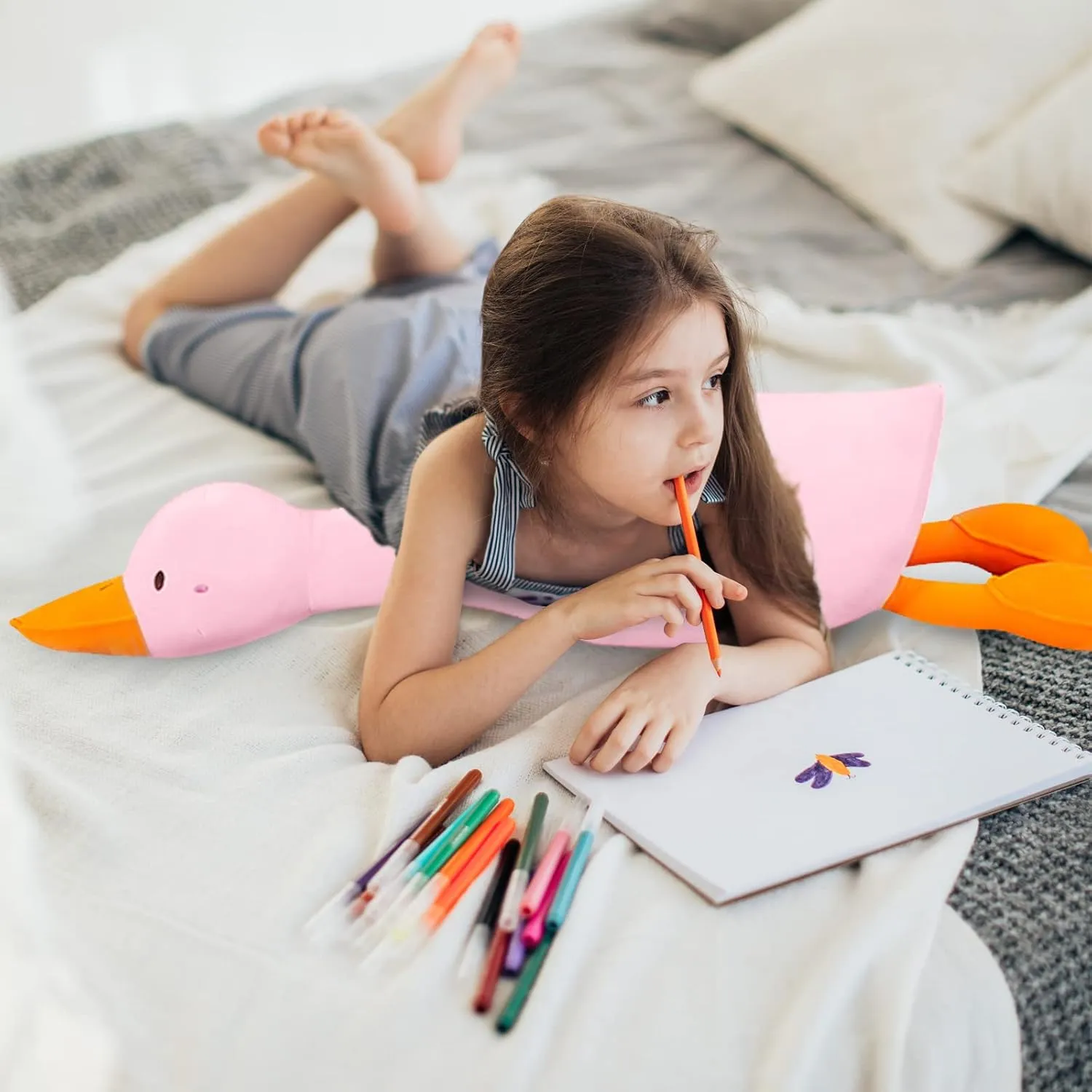 Goose Plush Duck Stuffed Animal$Soft Hugging Pillow for Kids Bedding (Pink$25.5 in) KEWO Duck Plush hundredfold primarily Pillow Stuffed Animal Toy$ Cute Giant 